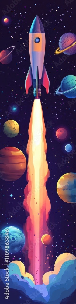 A Rocket's Ascent Through a Vivid Cosmic Landscape: A Journey into the Stellar Expanse A Rocket's Ascent Through a Vivid Cosmic Landscape: A Journey into the Stellar Expanse