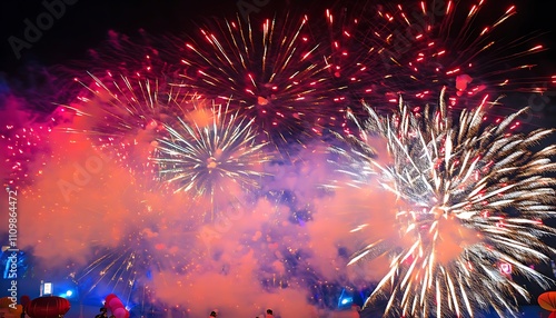 fireworks in colorful display