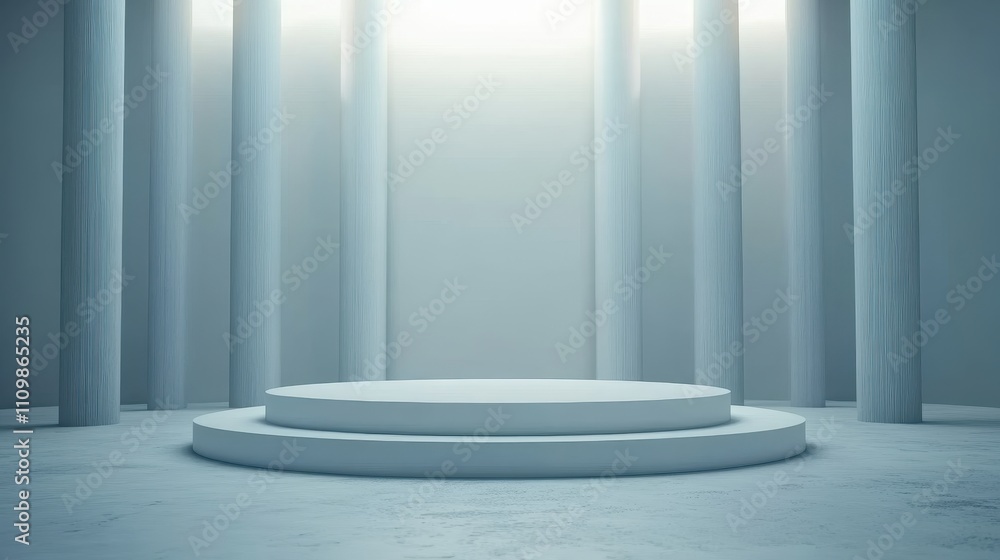 Minimalist Platform with Cylindrical Columns Background Minimalist Platform with Cylindrical Columns Background