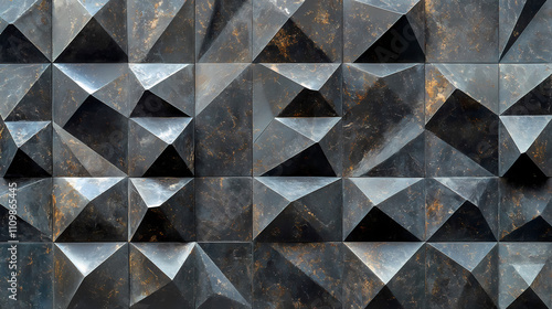 Wallpaper Mural Top-view pattern of polished black pyramids on semi-gloss wall. Sculptural. Illustration Torontodigital.ca