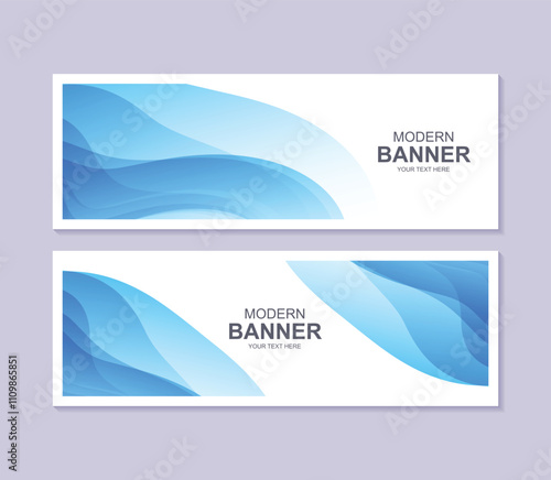 Blue wave abstract business banner