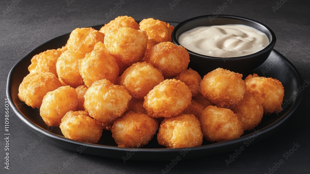 Crispy Golden Tater Tots Served with Creamy Dipping Sauce Crispy Golden Tater Tots Served with Creamy Dipping Sauce