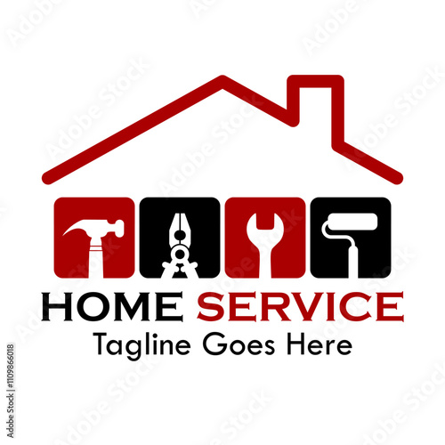 Home service design logo template illustration