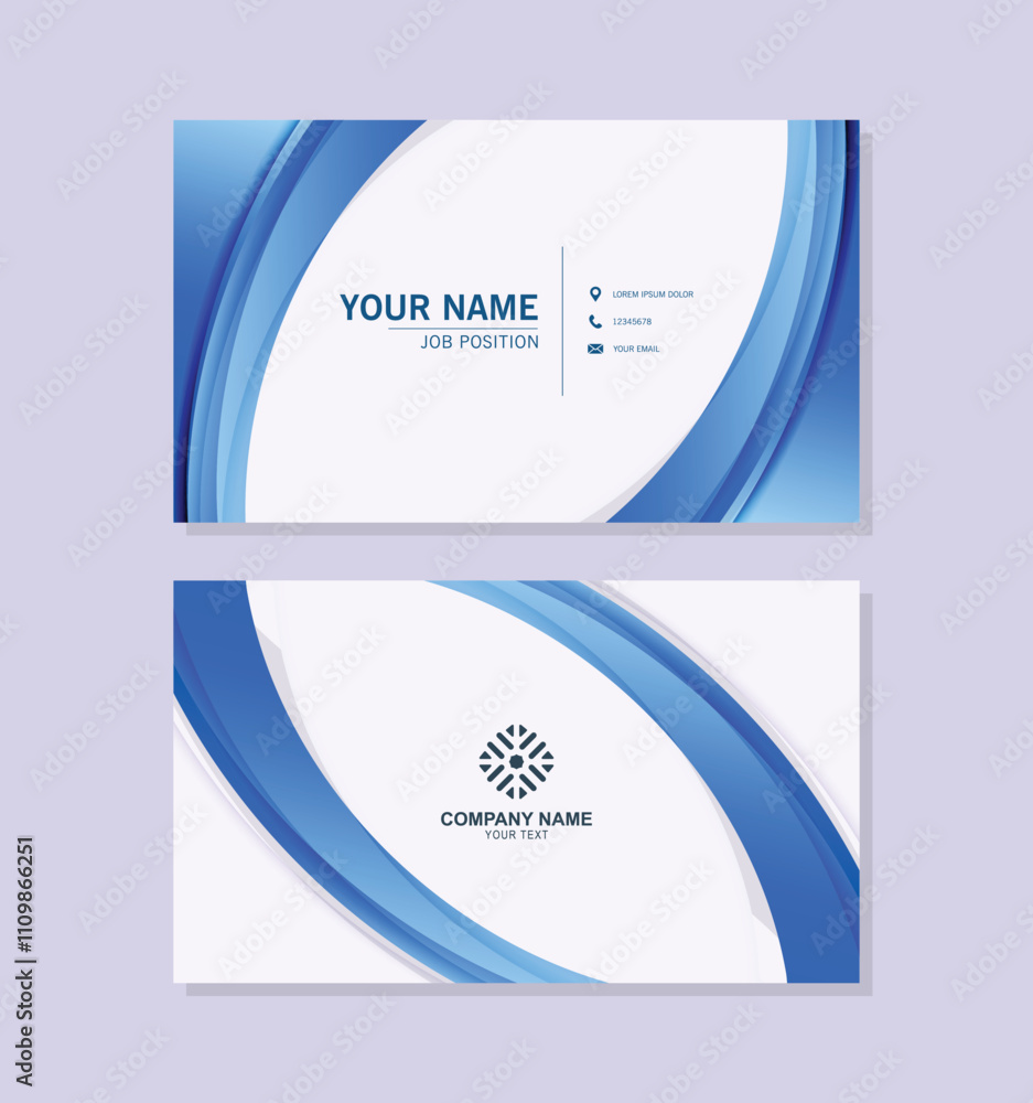 Naklejka premium blue wave abstract business card