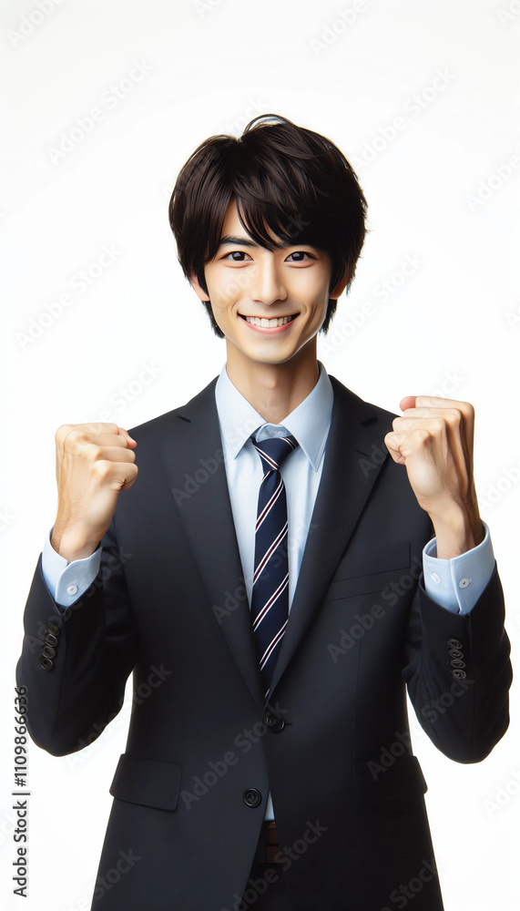 People material - image of a nice young businessman posing with guts 人物素材ーガッツポーズしてる若い男性会社員サラリーマン風イメージ People material - image of a nice young businessman posing with guts 人物素材ーガッツポーズしてる若い男性会社員サラリーマン風イメージ