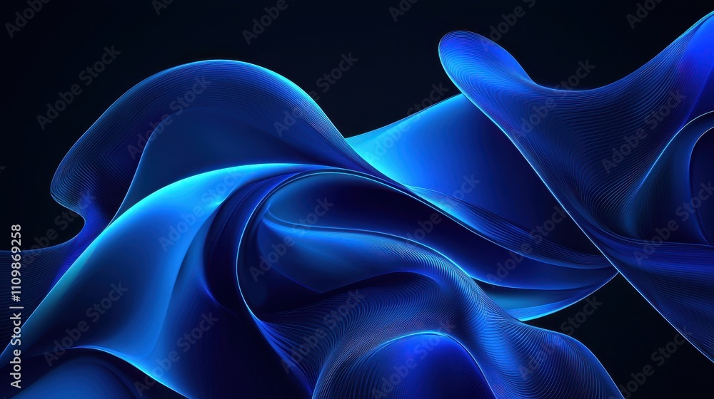 Fototapeta premium Abstract Blue Wave Form Design Art