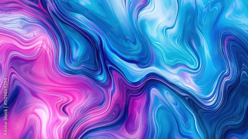 Obraz premium Abstract Swirling Blue Pink Purple Paint Design
