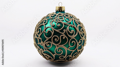 christmas balls isolated on white, Christmas tree ball, green tree decoration, ornament