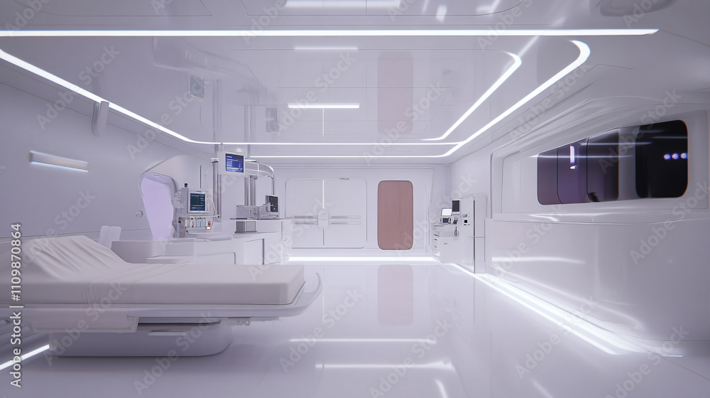 futuristic emergency room featuring advanced technology, sleek design, and bright lighting. sterile environment promotes sense of safety and innovation futuristic emergency room featuring advanced technology, sleek design, and bright lighting. sterile environment promotes sense of safety and innovation