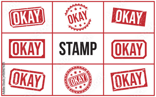 OKAY red rubber stamp vector design.
