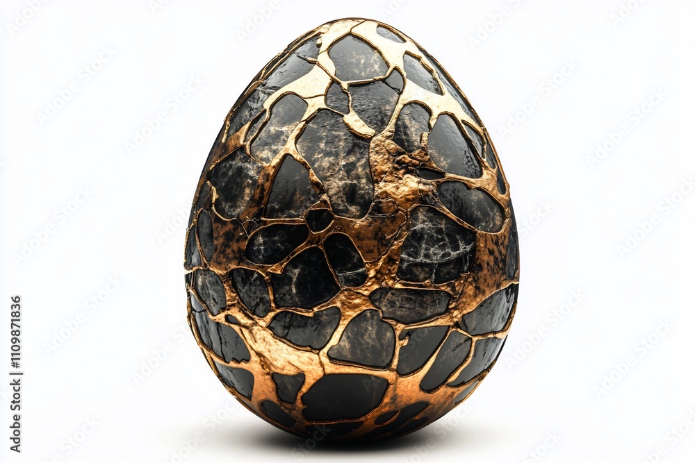 Ornate black and gold egg isolated on white. Ornate black and gold egg isolated on white.