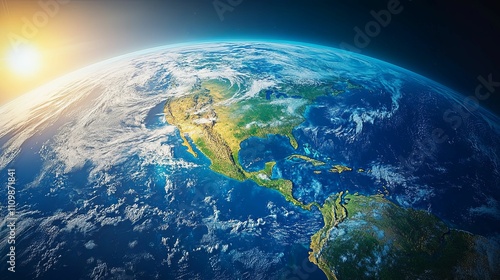 Earth Showing North And Central America From Space
