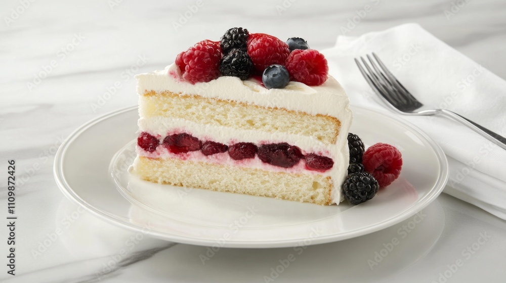 Delicious Creamy Cake with Fresh Berries and Ganache Layers Delicious Creamy Cake with Fresh Berries and Ganache Layers