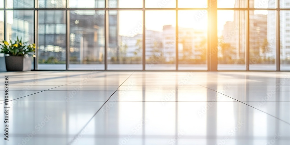 Modern Office Interior with Large Windows and City View Sunlight Streaming Through Glass Panes Bright Spacious Room Modern Office Interior with Large Windows and City View Sunlight Streaming Through Glass Panes Bright Spacious Room