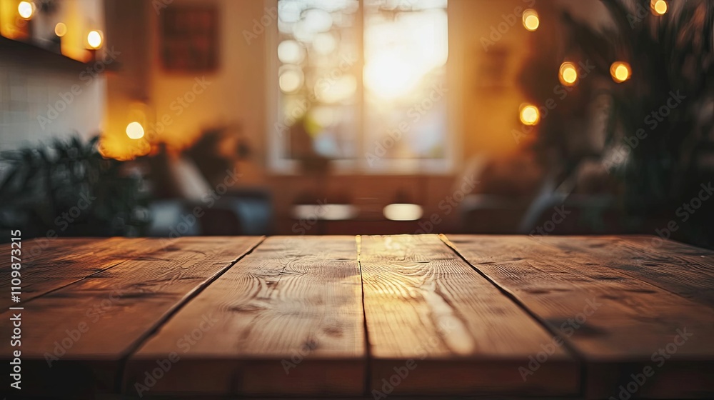 Wooden Table in a Cozy Living Room Setting Wooden Table in a Cozy Living Room Setting