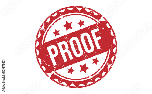 PROOF Red rubber stamp on white background. PROOF stamp sign. PROOF stamp.