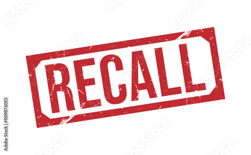 RECALL Red rubber stamp on white background. RECALL stamp sign. RECALL stamp.