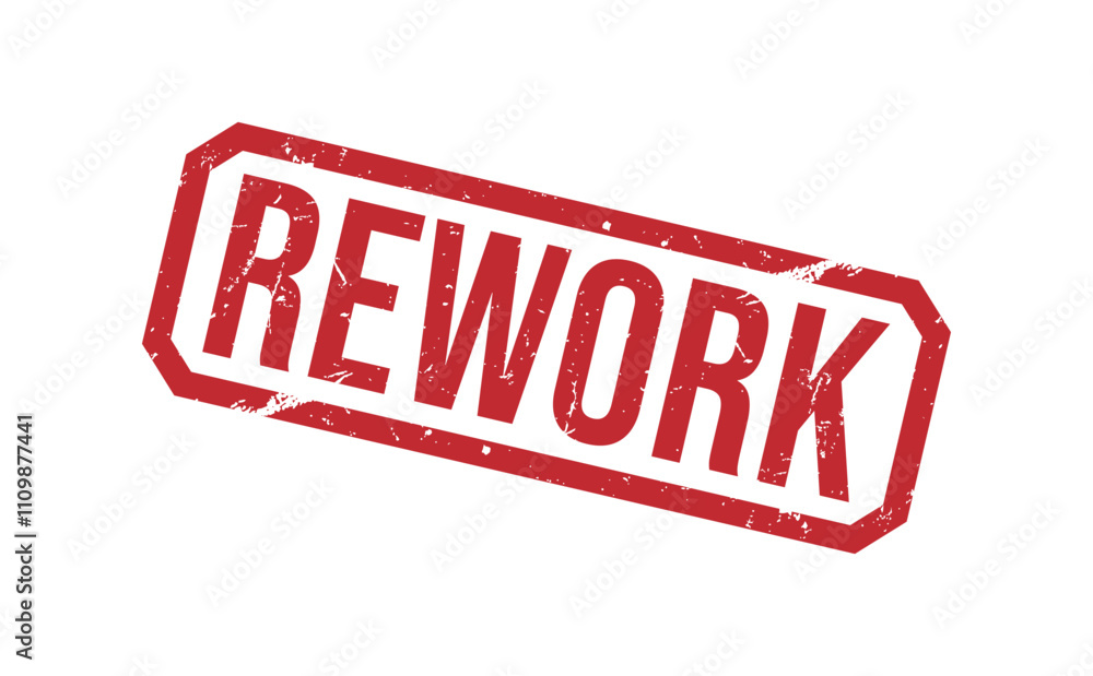 REWORK red rubber stamp vector design. REWORK red rubber stamp vector design.