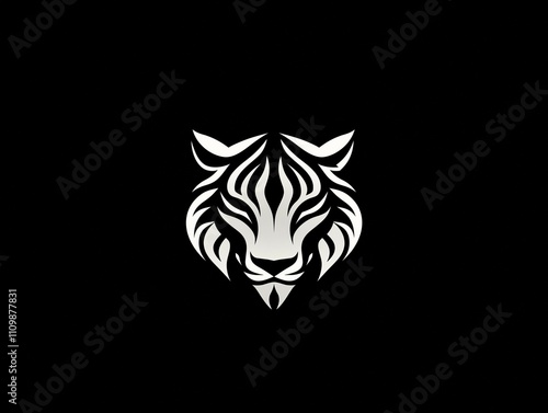 Minimalist logo of a tiger designed in a modern, abstract style