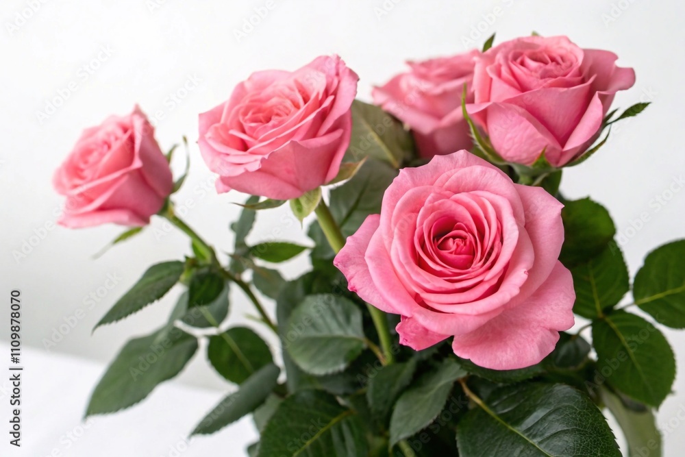 Pink roses isolated on white background