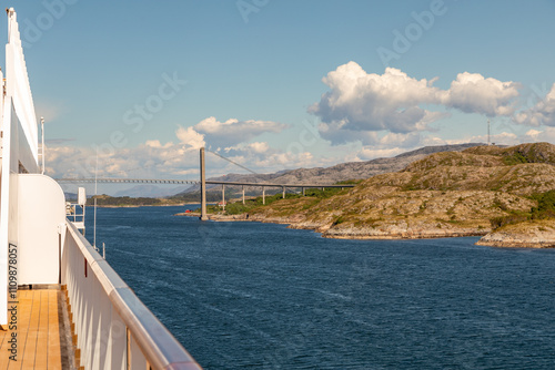 Wallpaper Mural The Span of the Nærøysund Bridge across Nærøysundet strait in northern Norway on a Perfect Midsummer Day from the Deck of a Cruise Ship Torontodigital.ca
