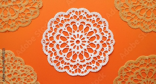 Lace Doily on Orange background design