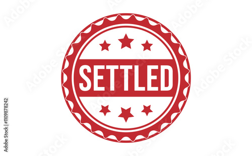 SETTLED rubber stamp on white background. SETTLED Stamp.