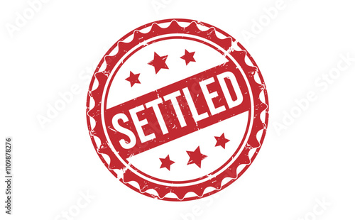 SETTLED rubber stamp on white background. SETTLED Stamp.