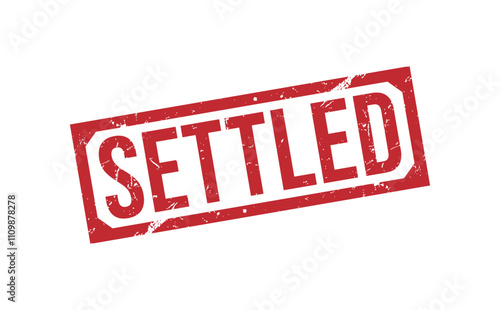 SETTLED rubber stamp on white background. SETTLED Stamp.