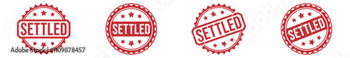 SETTLED red rubber stamp vector design.