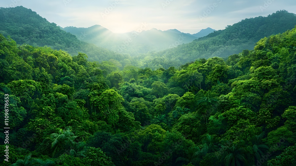 Fototapeta premium Natural landscape exploration lush forests aerial view serene environment nature's beauty and tranquility