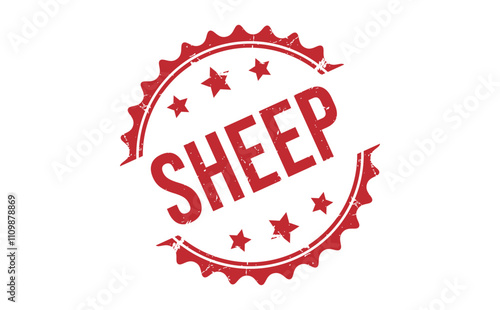 SHEEP rubber stamp vector illustration on white background