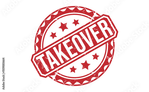 TAKEOVER rubber stamp on white background. TAKEOVER Stamp.