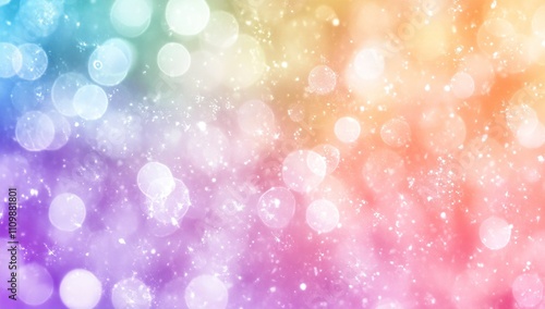 Vibrant Rainbow Bokeh Background: Sparkling Lights and Pastel Colors