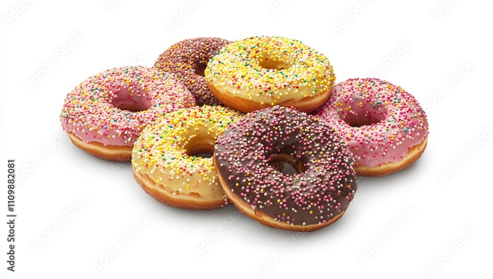 A Delicious Collection of Assorted Sprinkled Donuts: A Sweet Treat Photography A Delicious Collection of Assorted Sprinkled Donuts: A Sweet Treat Photography