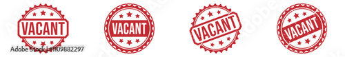 VACANT Red rubber stamp on white background. VACANT stamp sign. VACANT stamp.