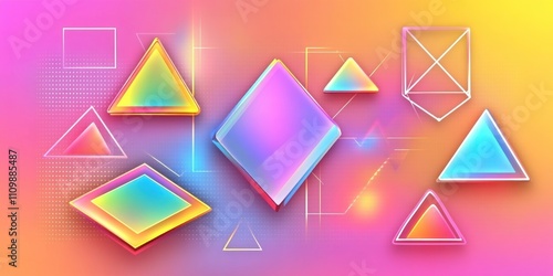 Free Download Abstract design featuring colorful geometric shapes on a vibrant gradient background. - GFXLoad