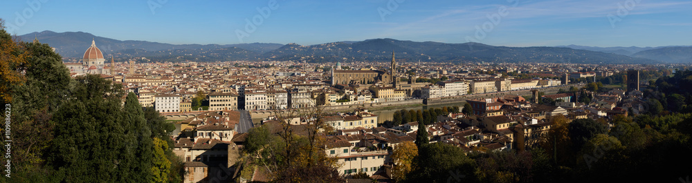 Panoramic view of Florence from the gardens of Villa Bardini, Italy	