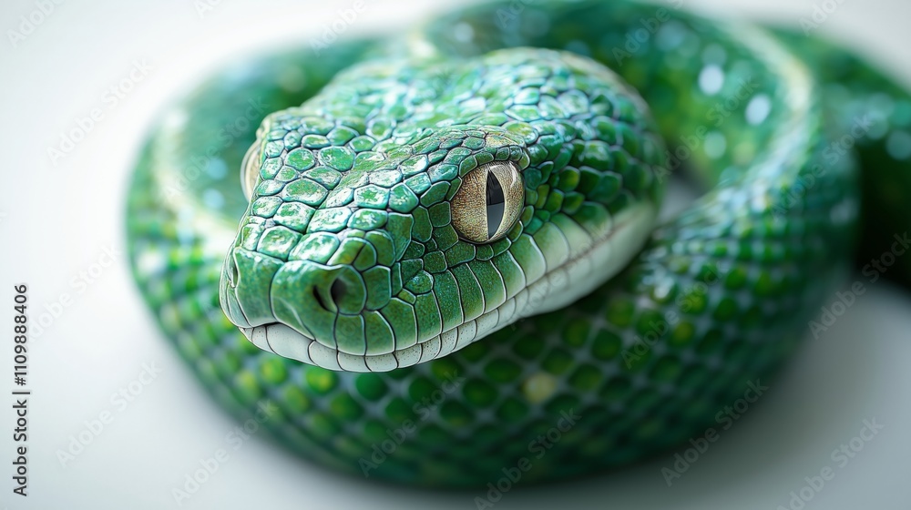 Fototapeta premium Detailed Look at a Green Snake in the Wild Environment
