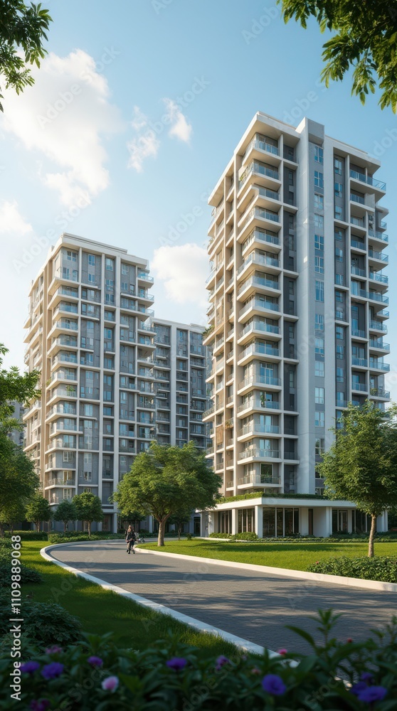 Modern Residential Complex Surrounded by Greenery With Luxury Flats in the Community. Generative AI Modern Residential Complex Surrounded by Greenery With Luxury Flats in the Community. Generative AI