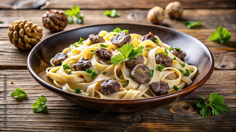 Morel Mushroom Pasta Bowl - Gourmet Food Photography Morel Mushroom Pasta Bowl - Gourmet Food Photography