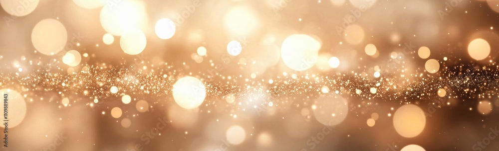 A serene and elegant soft golden bokeh background, perfect for wedding invitations, Christmas cards, or New Year celebrations, providing ample space for text integration.