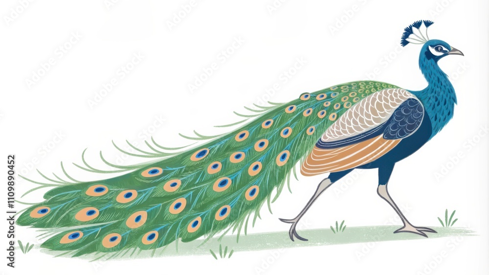 Fototapeta premium Peacock Displaying Its Colorful Feathers in a Natural Setting. Generative AI