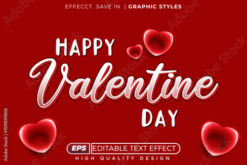 Editable 3d text effect happy valentine day