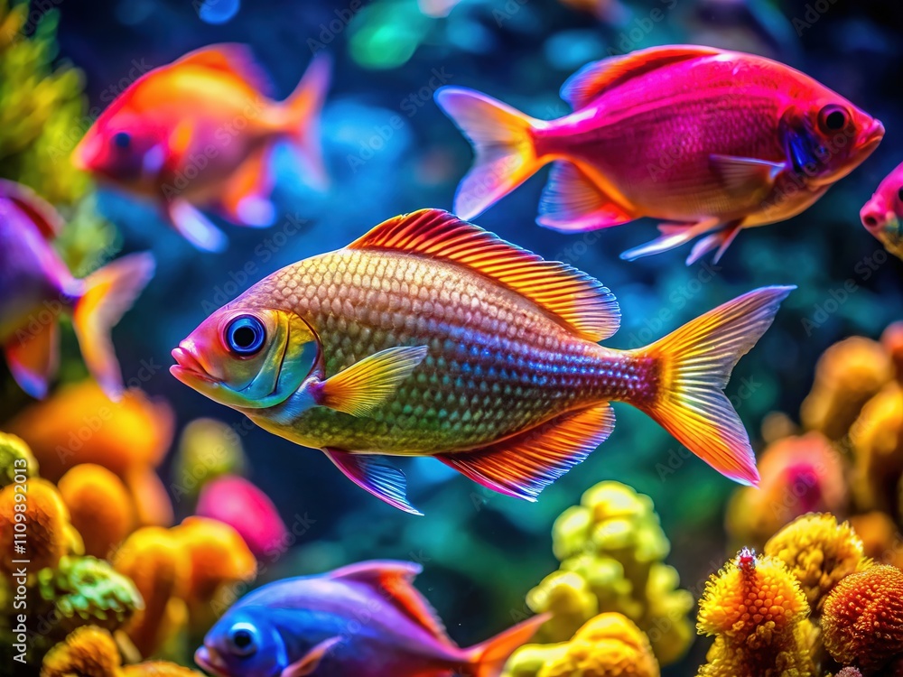 Surreal Aquarium Fish, Vibrant Colors, Soft Light Surreal Aquarium Fish, Vibrant Colors, Soft Light