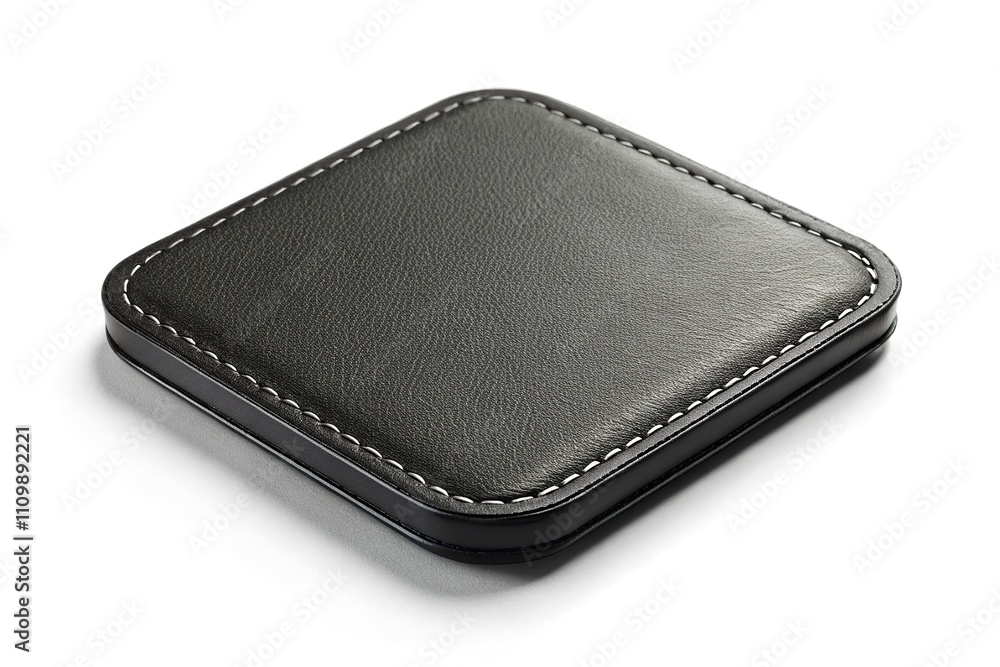 Tilt-Shift Black Leather Square Coaster Mockup - 3D Rendering Tilt-Shift Black Leather Square Coaster Mockup - 3D Rendering