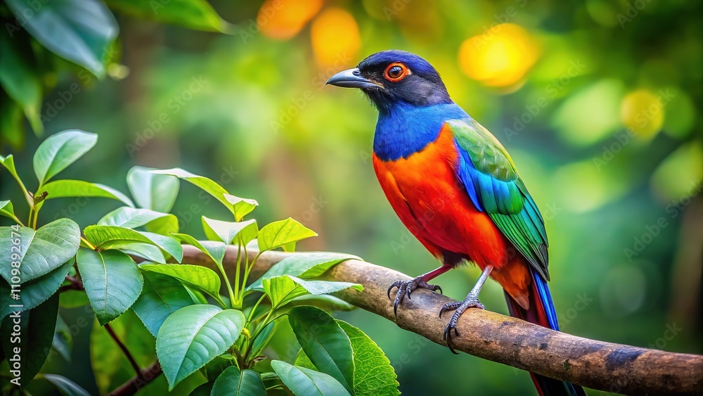 Wild Bird in Green Forest with Copy Space Wild Bird in Green Forest with Copy Space