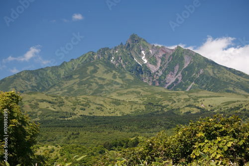 Mt Rishiri Hokkaido Japanese mountain landscape in summer on sunny blue sky day