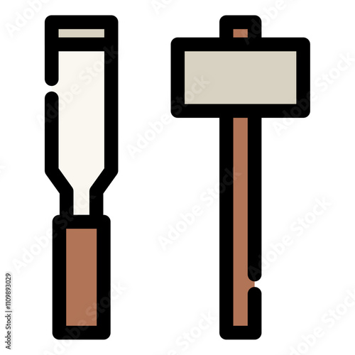 chisel and hammer icon