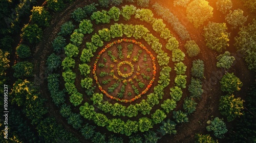 Wallpaper Mural A large circle of plants with a variety of colors Torontodigital.ca